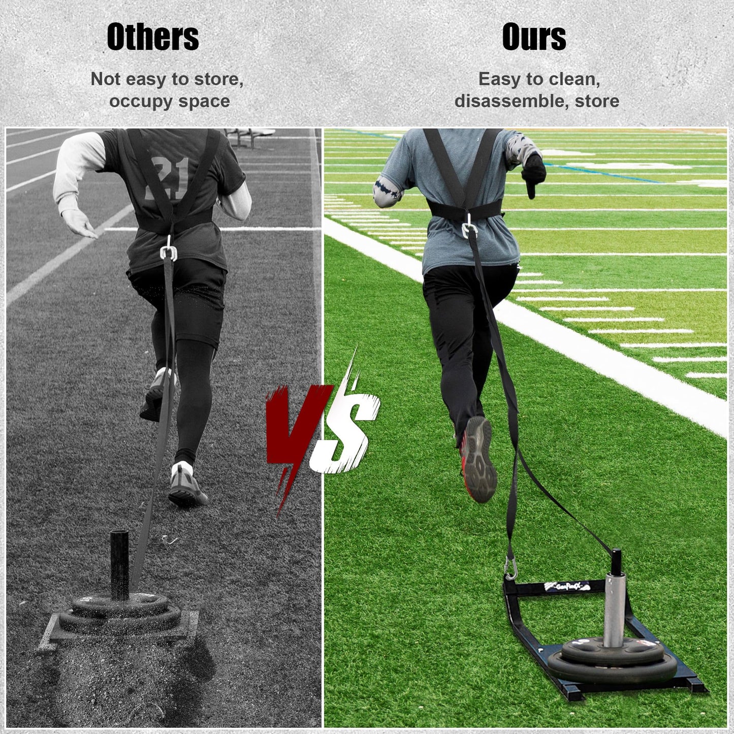 GanFindX Workout Sled for Strength and Speed Training, Push Pull Fitness Sled with Adjustable Shoulder Harness