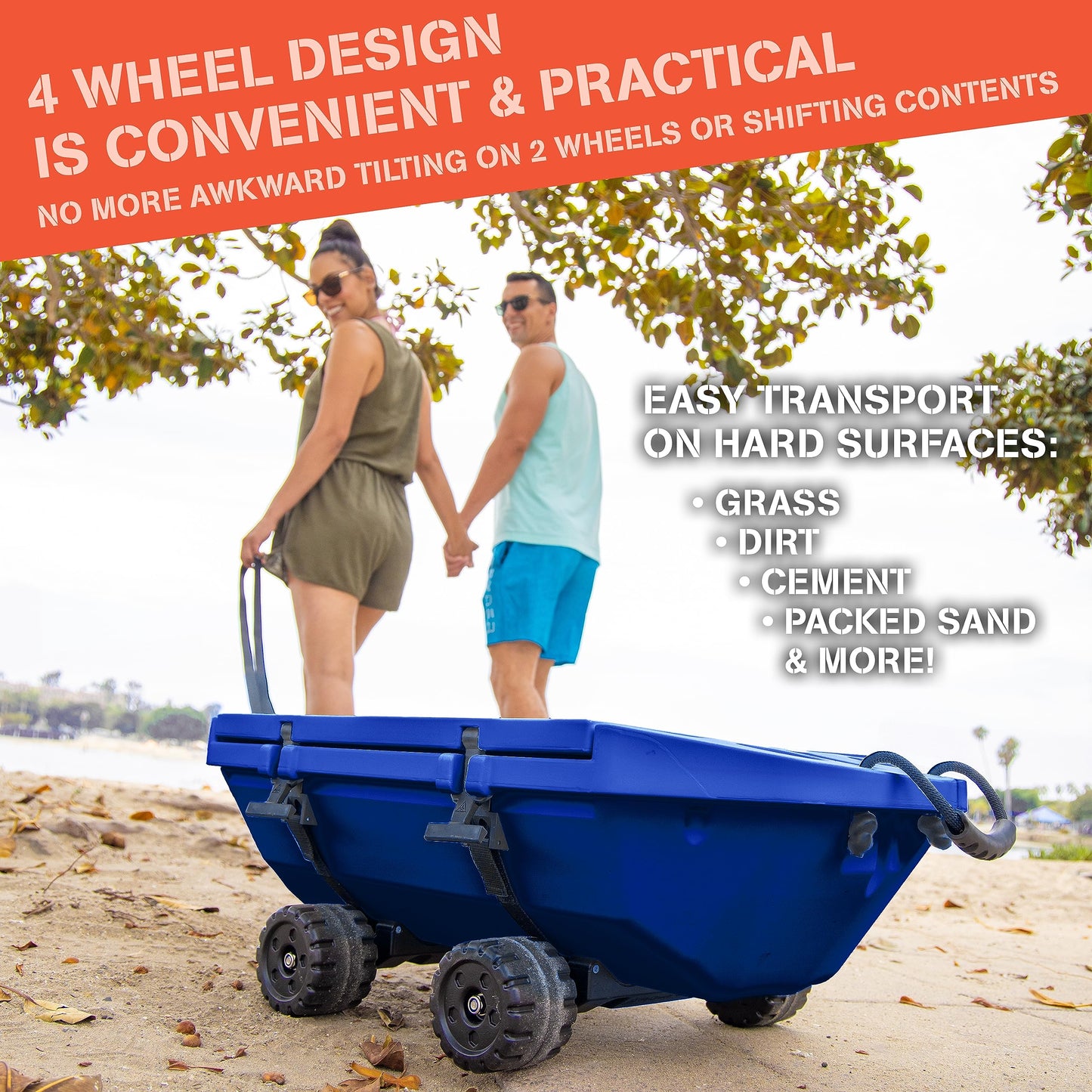 Cuddy Crawler Cooler with Wheels – 40 QT Amphibious Floating Cooler and Dry Storage Vessel - Navy