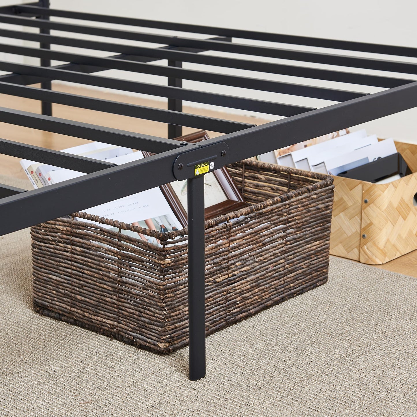 VECELO 14" Queen Size Metal Platform Bed Frame with Headboard and Charging Station,Premium Steel Slat Support No Box Spring Needed,Noise-Free Anti-Slip,Easy Assembly