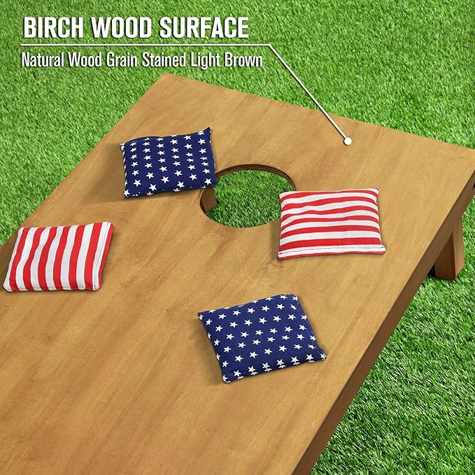 GoSports 4 ft x 2 ft Regulation Size Wooden Cornhole Boards Set - Includes Carrying Case - Full Regulation Size Bean Bag Toss Boards