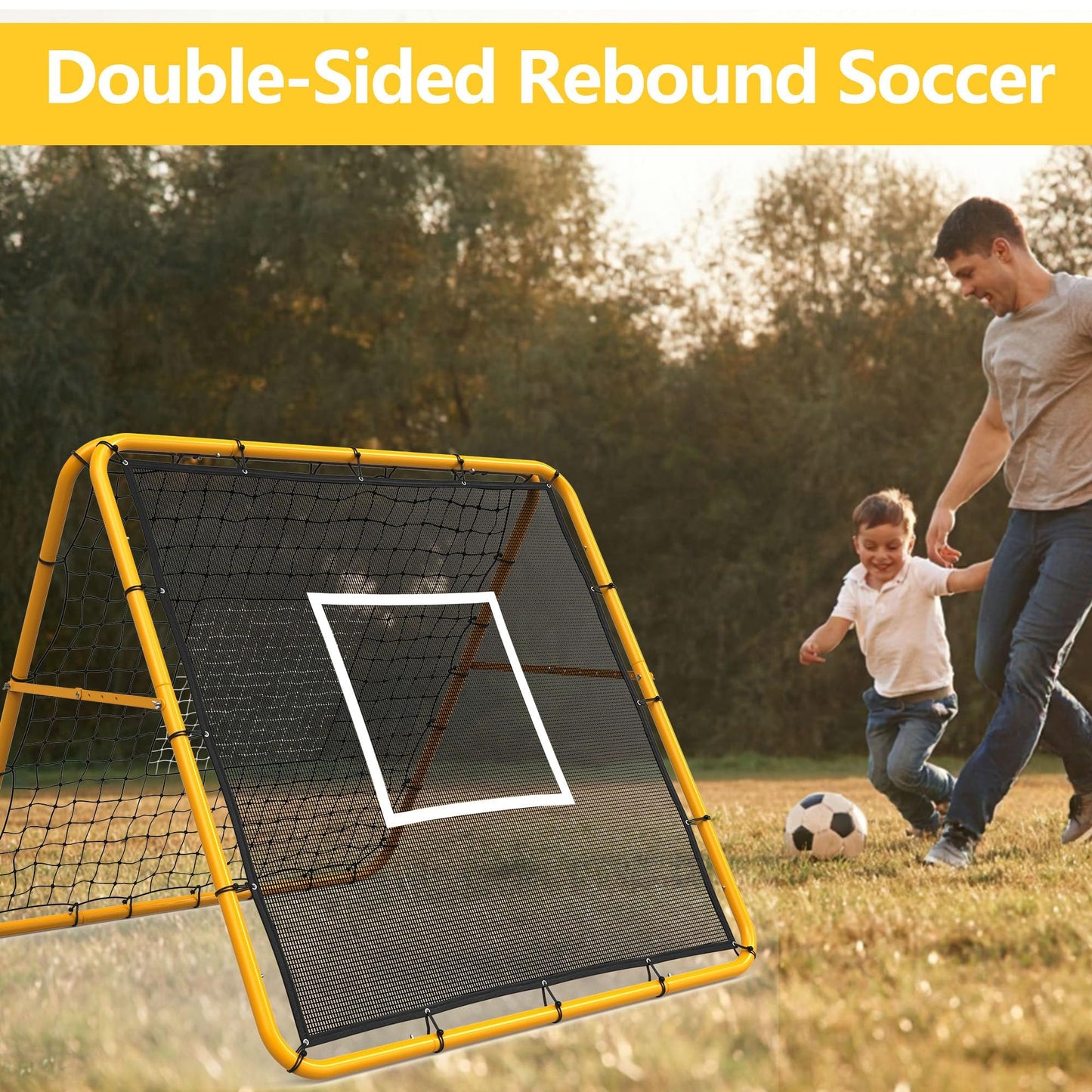 GarveeLife Adjustable Multi-Sport Rebounder Net for Soccer, Baseball, and Softball, Training Net for Passing, Throwing, and Ball Control, Portable for Backyard or Field Use