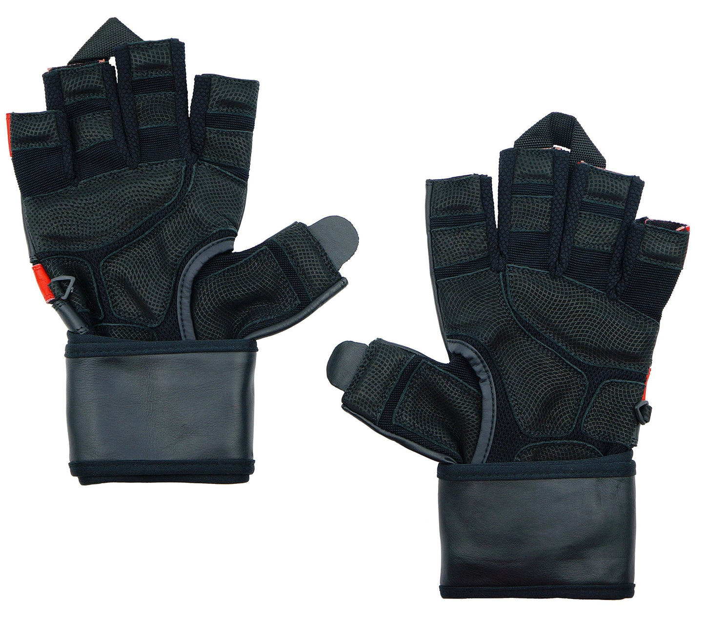Epic Leather Gym Gloves with Built in 2" Wide Wrist Wraps Best Grip & Design for Weightlifting Power Lifting Bodybuilding & Strength Training Workout Exercises (RED, 2X-Large 9 5/8" - 10 1/2")
