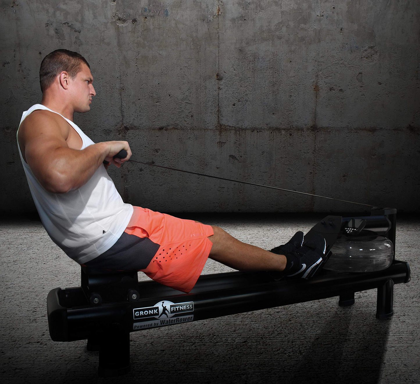 WaterRower Gronk Fitness M1 Hi Rise Water Rowing Machine with S4 BLE Monitor | Limited Edition Low Impact Cardio Workout Machine | Commercial Grade Water Rowing