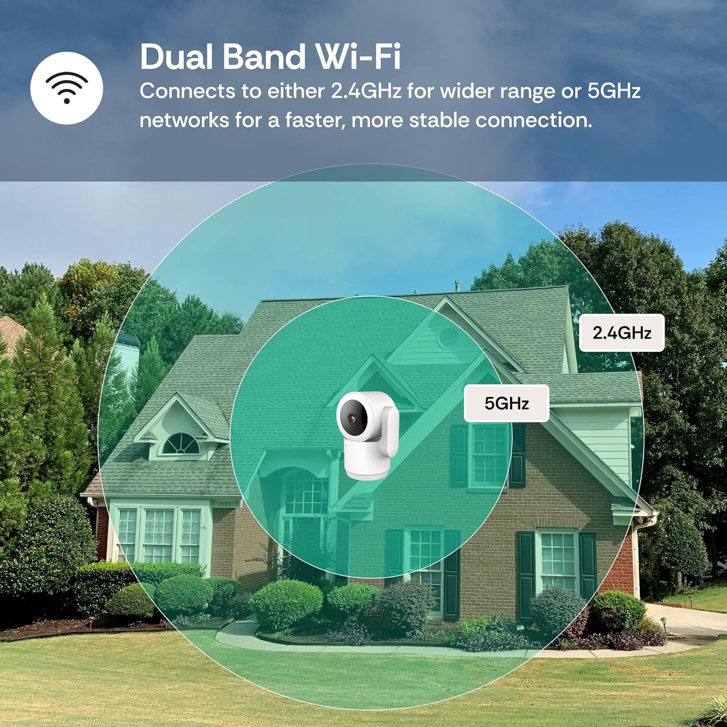 LUNA HOME 2K 2.4GHz 5GHz 360-Degree (2026 Luna Indoor Cameras for Home Security, & WiFi, Pan-Tilt, Built-in Spotlight