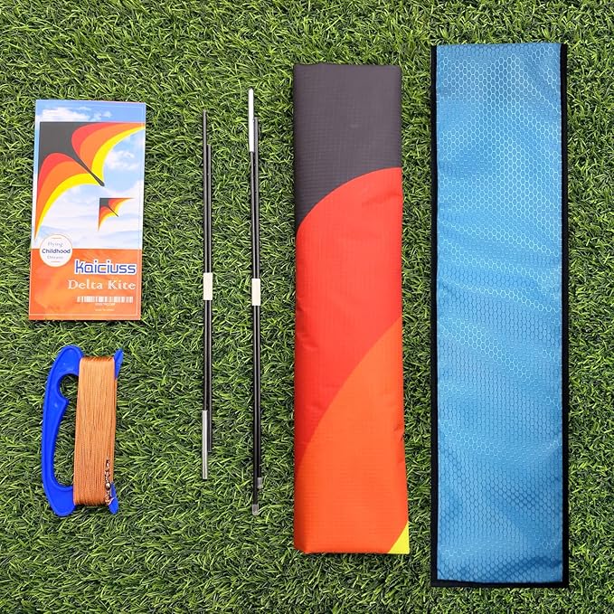 Delta Kite for Kids & Adults - Easy to Fly Large Single Line Beach Kite with 300ft String Handle Included, Perfect for Beginners, Teens