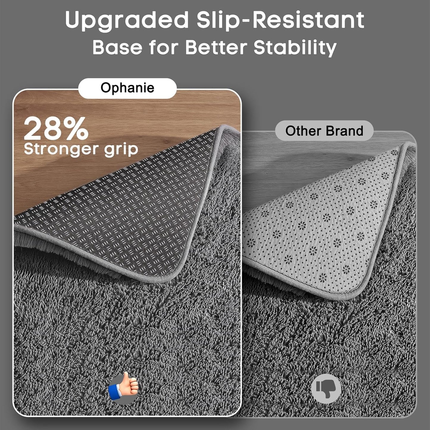Ophanie Small Non-Slip Area Rug - Fluffy Soft Grey Mini Bedroom Carpet | 2x3 ft Indoor Mat for Home Decor