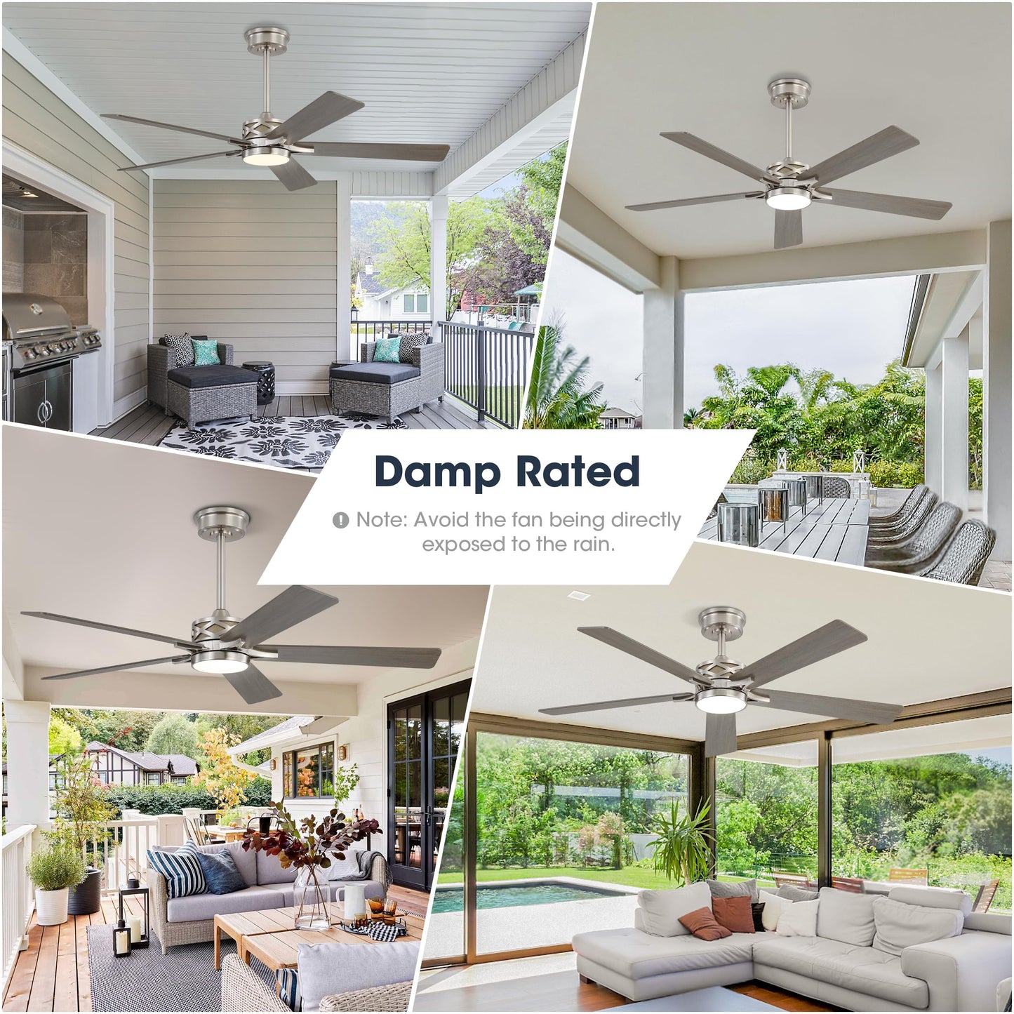 WINGBO 52" Smart Ceiling Fan with Lights, 5 Plywood Blades, 6 Speeds Reversible DC Motor, Works with Alexa and Google Assistant, 3CCT Dimmable LED Ceiling Fan for Bedroom Living Room, Nickel and Grey