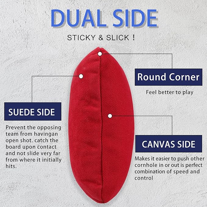 EunHo Dual Sided Cornhole Bags Regulation Set of 8 Professional Cornhole Bean Bags Slick and Stick for Tossing Game-All Weather