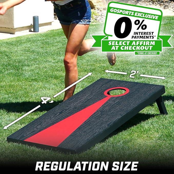 GoSports 4 x 2 ft Regulation Size Wood Cornhole Boards - 10 Vintage Wood Designs (Choose Your Style)