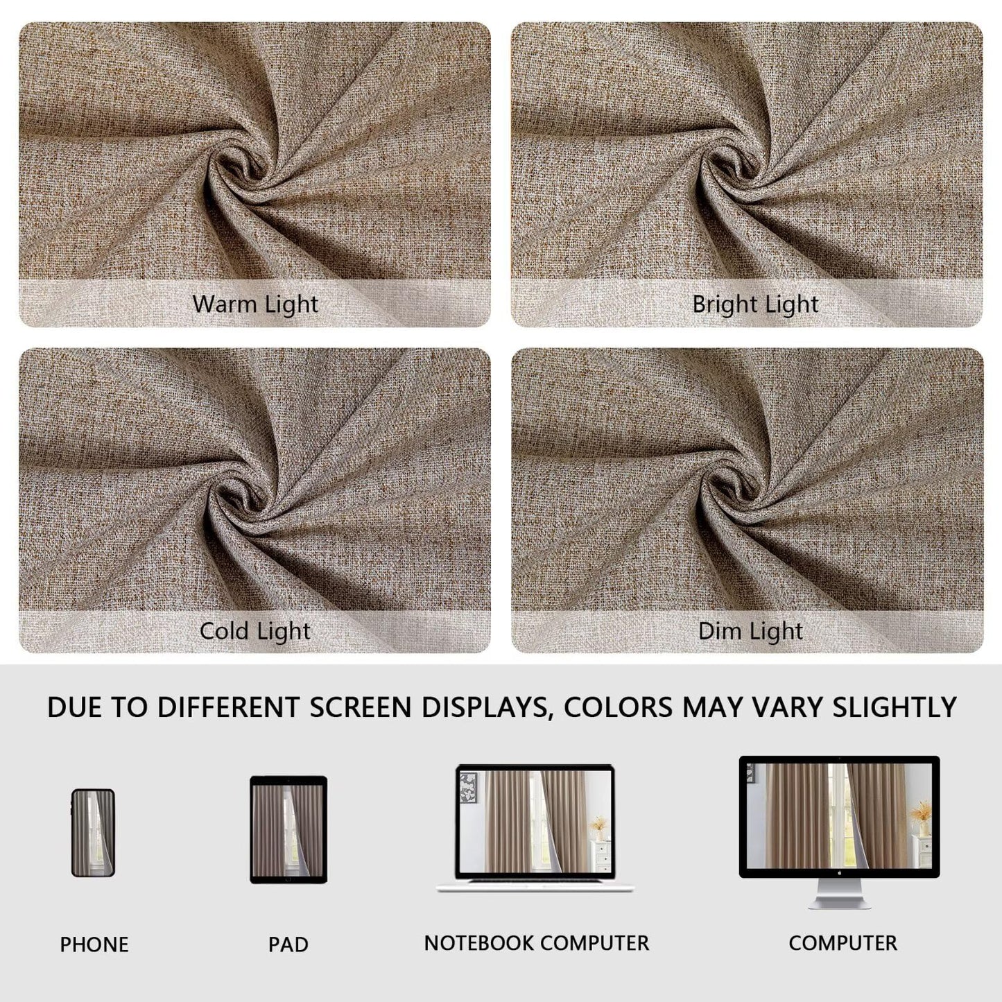 Zyvola 100% Blackout Curtains 96 inch Length 2 Panels Faux Linen Long Drapes for Bedroom Living Room Black Out Room Darkening Curtain Thermal Insulated Back Tab Rod Pocket(W52 x L96, Beige)