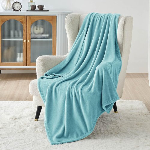 Bedsure GentleSoft Fleece Throw Blanket - Cozy River Blue Plush Blanket for Couch, 50x70 Inches