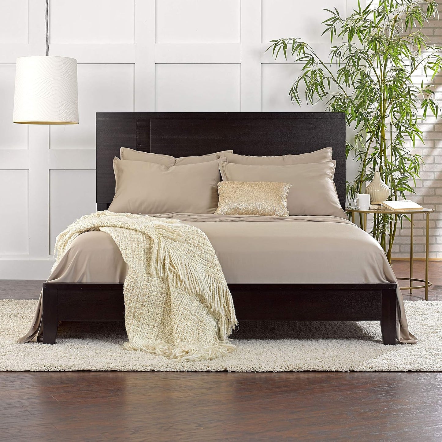 Pure Bamboo Queen Sheets - 100% Organic Viscose Bed Sheet Set | Luxuriously Soft & Cooling (Sand)