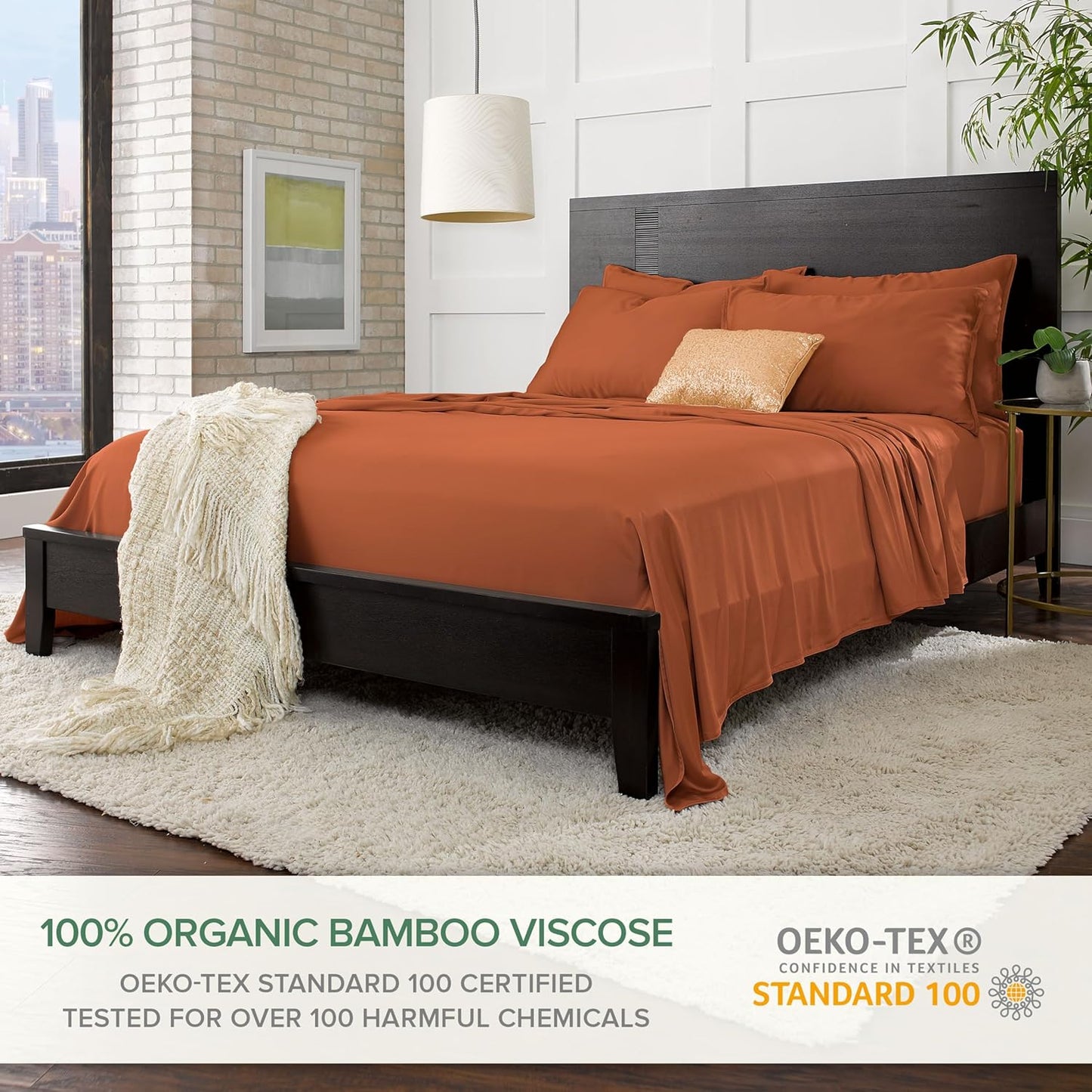 Pure Bamboo King Sheets - Luxuriously Soft & Cooling 100% Organic Viscose Bed Sheet Set | King Size, Terracotta