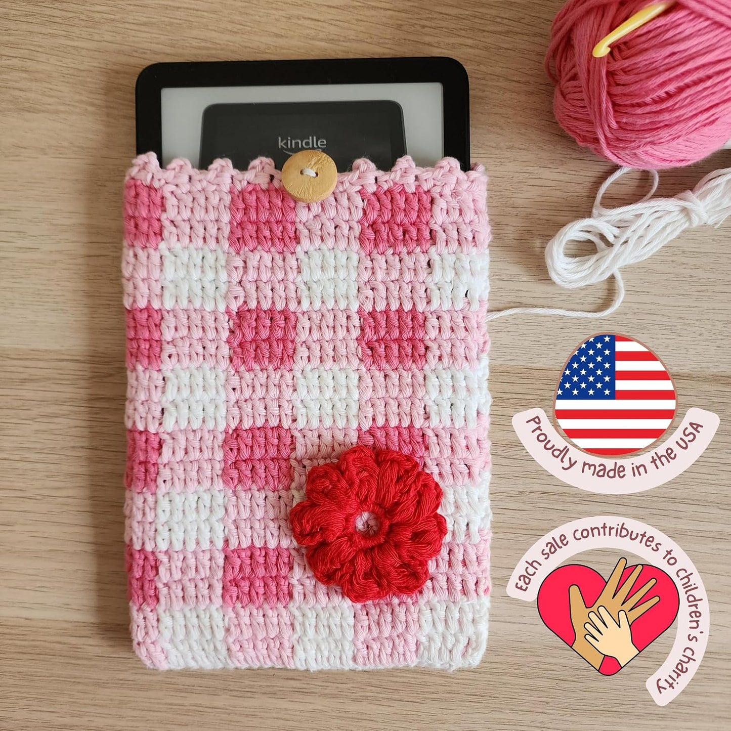 Handmade By Uruba 5.5- 7 Handwoven Kindle Pouch, Compatible with All Models (Except Scribe), Handmade Kindle