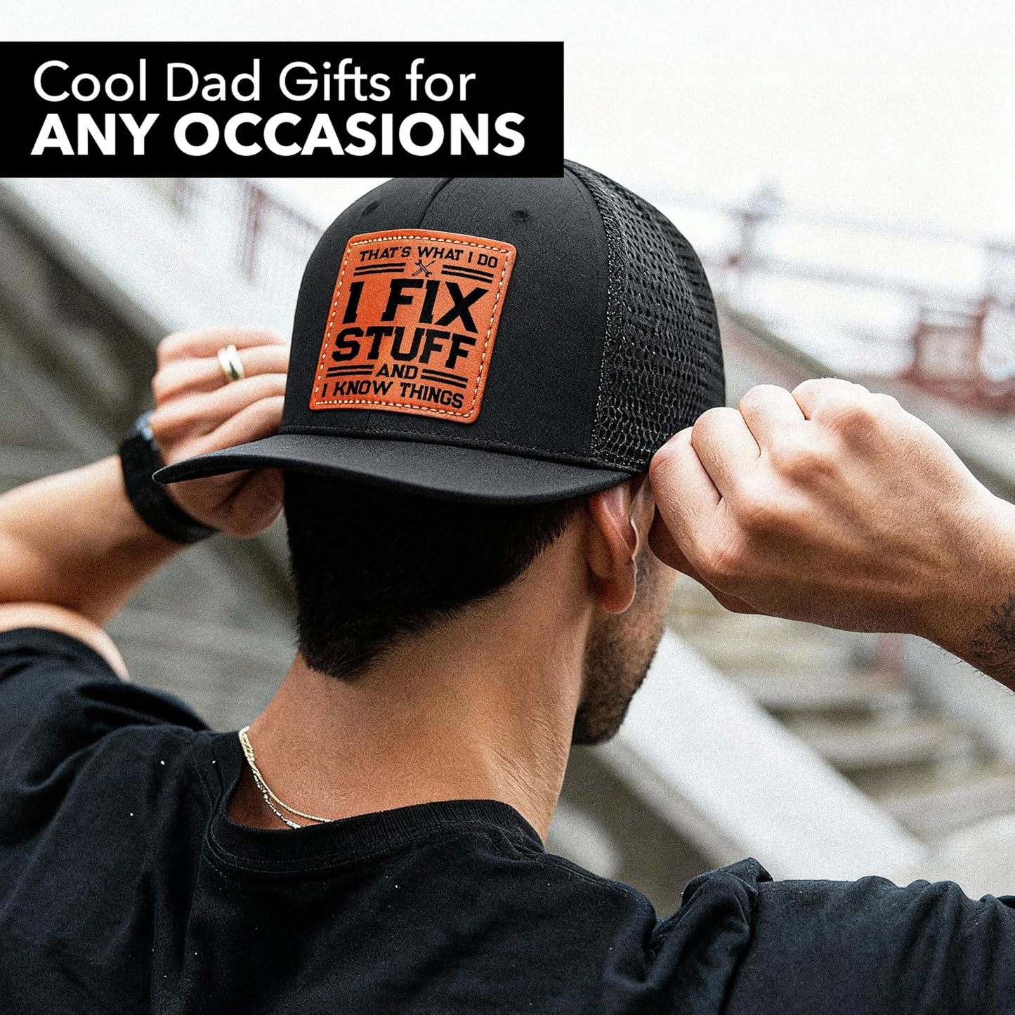 Skiennix Men's Birthday Gift - Unique Funny Gifts for Dad, Grandpa | Black Handyman Hat
