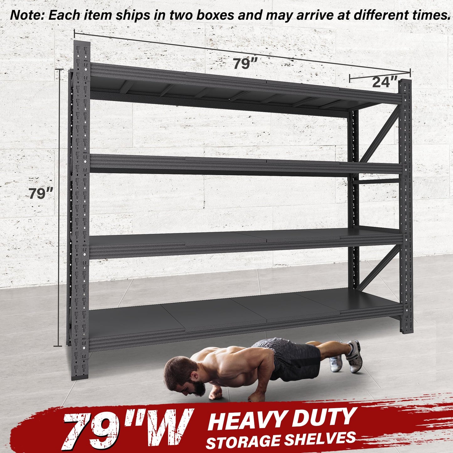 6000LBS Heavy Duty Garage Shelving Units,79" Wide & Deep Storage Shelves,Black Metal Garage Shelves,Large Storage Rack,Steel Shelf,Industrial Shelving for Shop,Warehouse,Basement,79" W x 24" D x 79" H