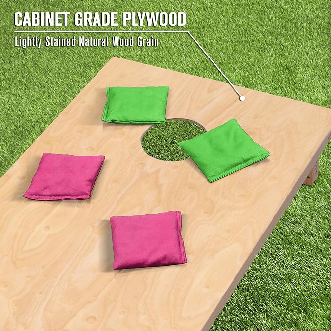 GoSports Regulation Size Wooden Cornhole Set with Natural Wood Finish - Includes Carrying Case
