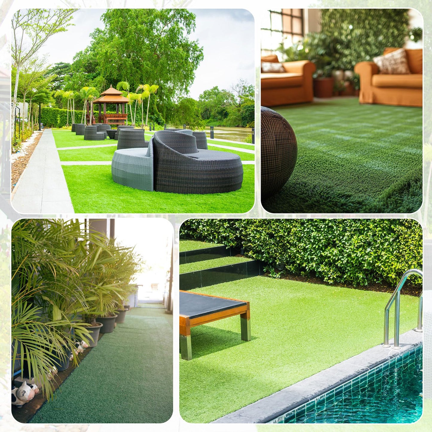 Nuanchu Artificial Grass Turf 8ft X 16ft, 128 Square Ft, 0.8" Artificial Grass Rug Extra Large Outdoor Indoor Green Carpet with Drain Holes for Dogs, Patio, Balcony, Backyard