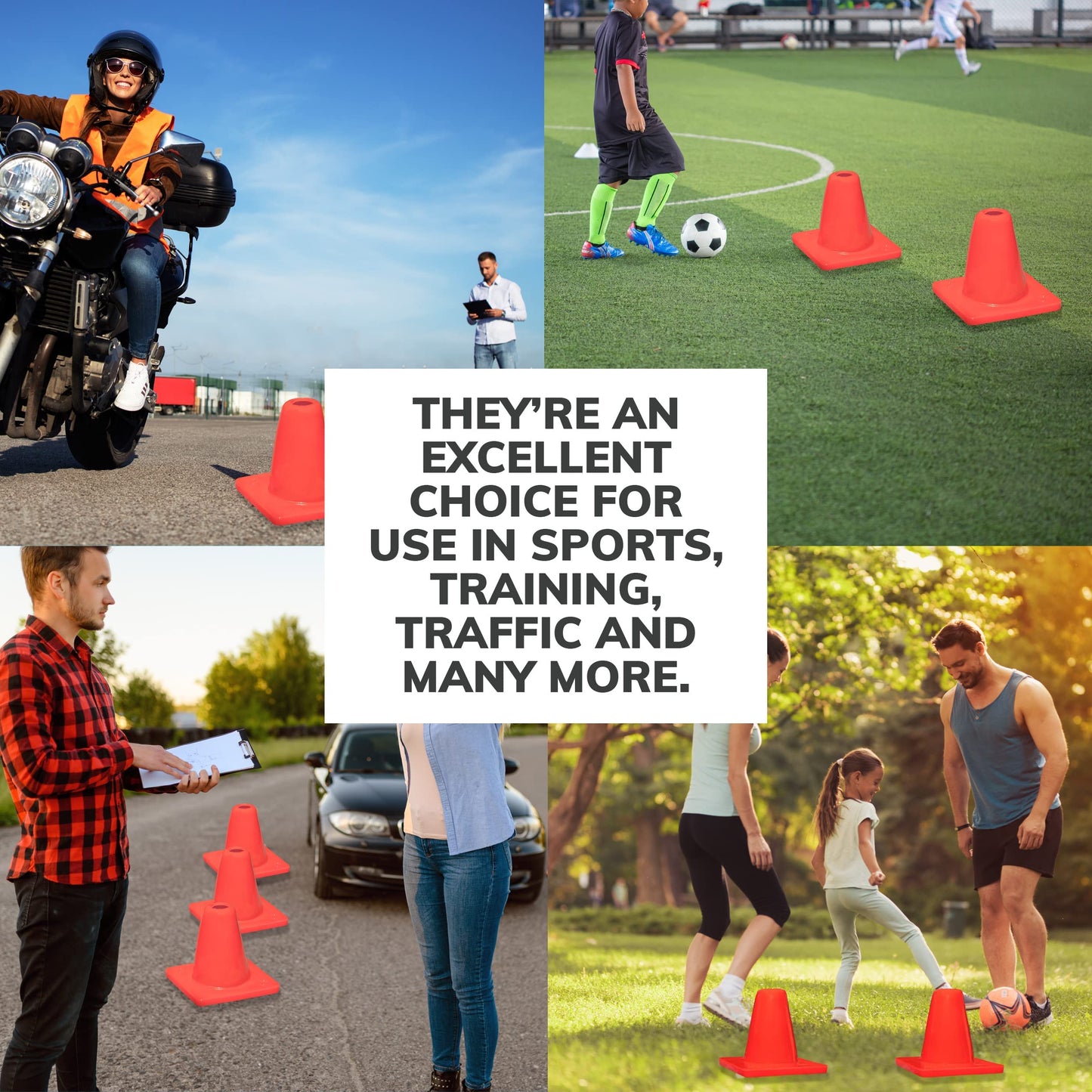 Koozam Sports 6 Pack Heavy Duty 6 Inch Sports Pro Training Cones - Won't Fly Away in Wind Or Crack for Football, Soccer, Parking, Construction, Safety & More