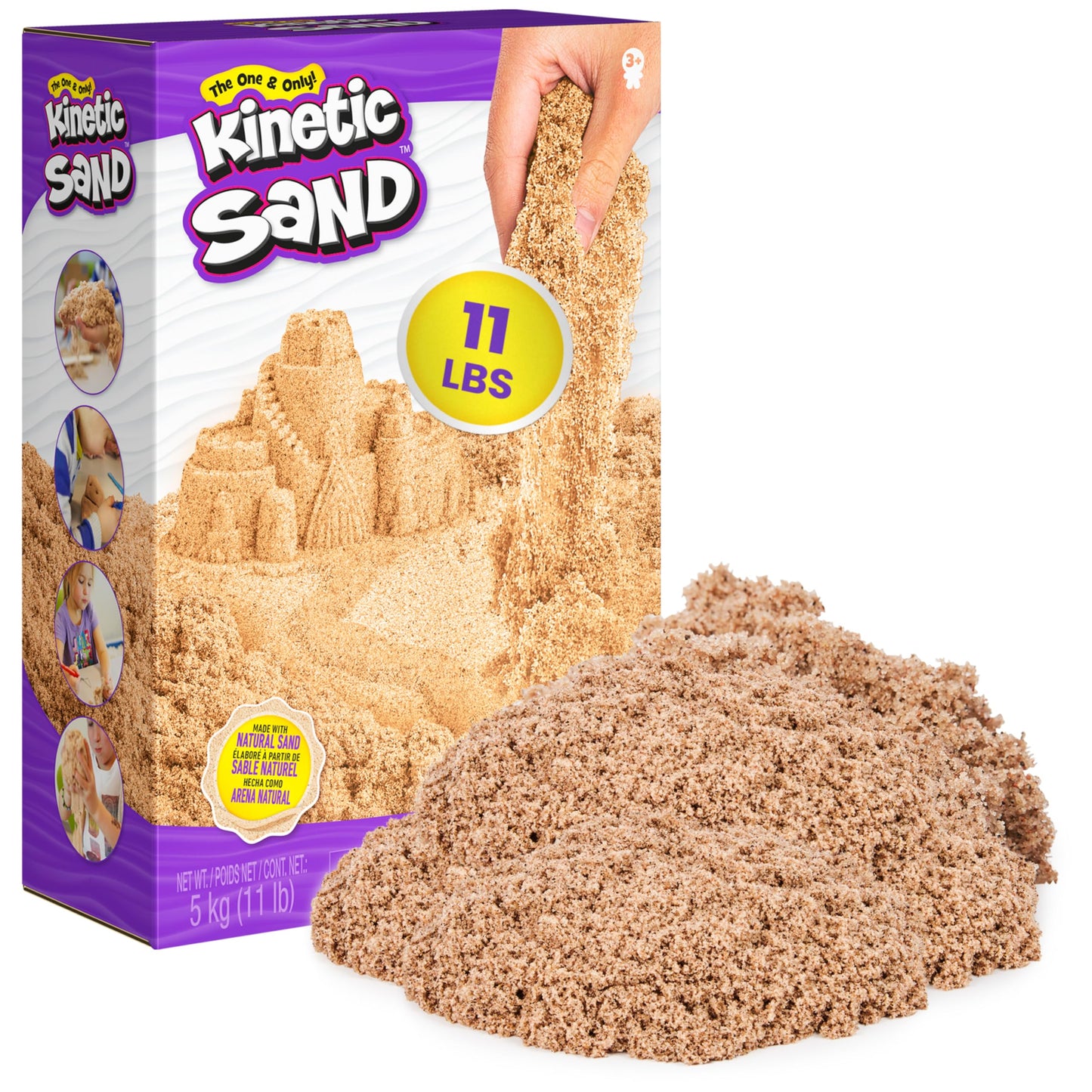 Kinetic Sand, 11lb (5kg) Natural Brown Play Sand for Arts and Crafts, Sandbox, Amazon Exclusive (Packaging May Vary), Moldable Sensory Toys for Ages 3 and up