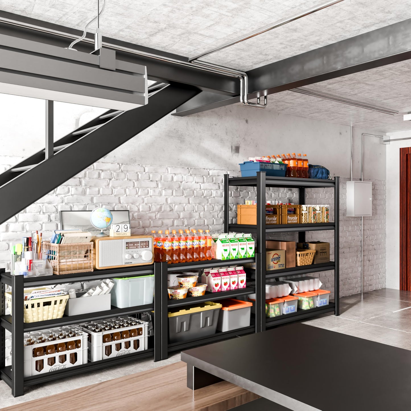 Rufokisa 40in Wide Garage Shelving Heavy Duty，2000lbs Large Loads Adjustable Garage Storage Shelves,All Metal Storage Racks and Utility Rack Shelves, 40”W x 16”D x 72”H (Black)