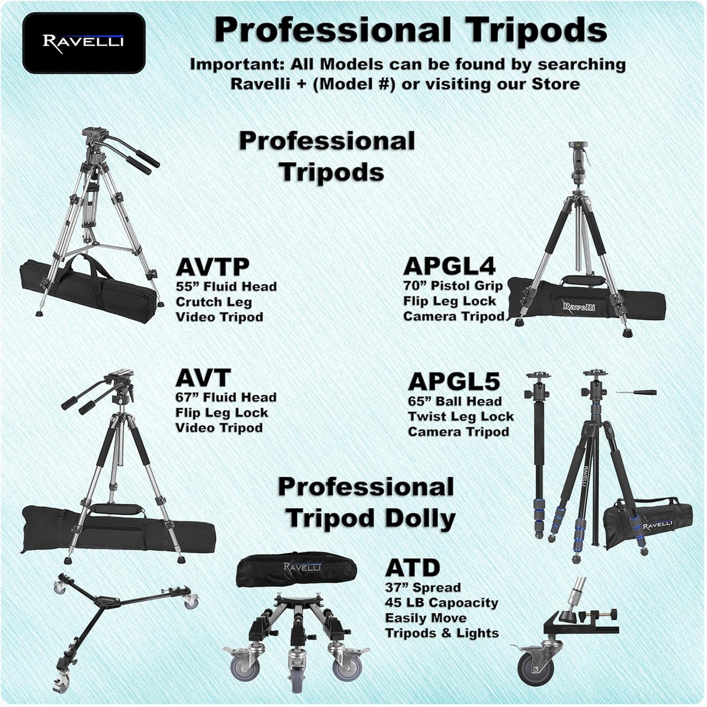 Ravelli 53" Lightweight Aluminum Tripod with Bag & Smartphone Mount
