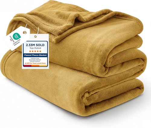 Bedsure GentleSoft Fleece Blanket - Cozy Small Throw for Kids | 43x55 Inches, Gold