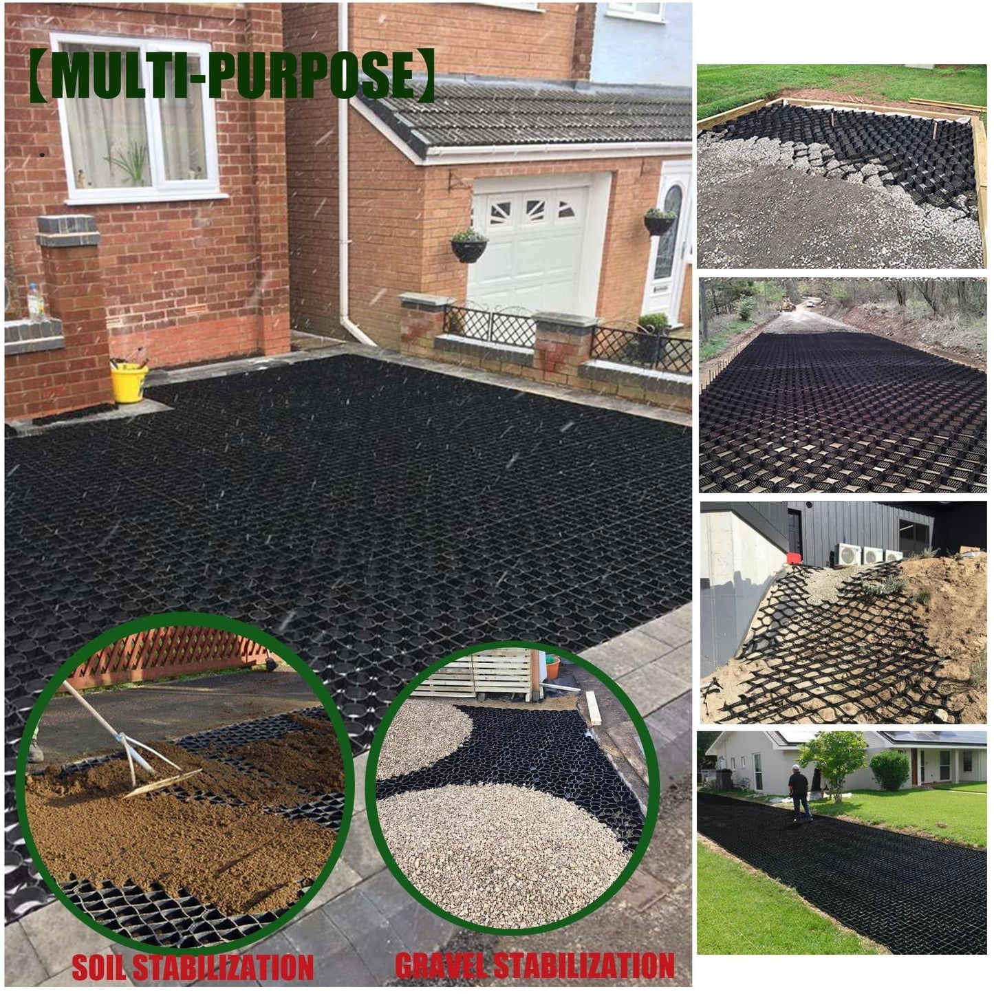 RTOWERM 2 Inch Thick Gravel Stabilizer Grid Mud Slope Control Driveways Grids Various Size Options Grids-Geocell Various Size Options Ground Grid for Landscaping Parking Lots Garden (Color : W X L,