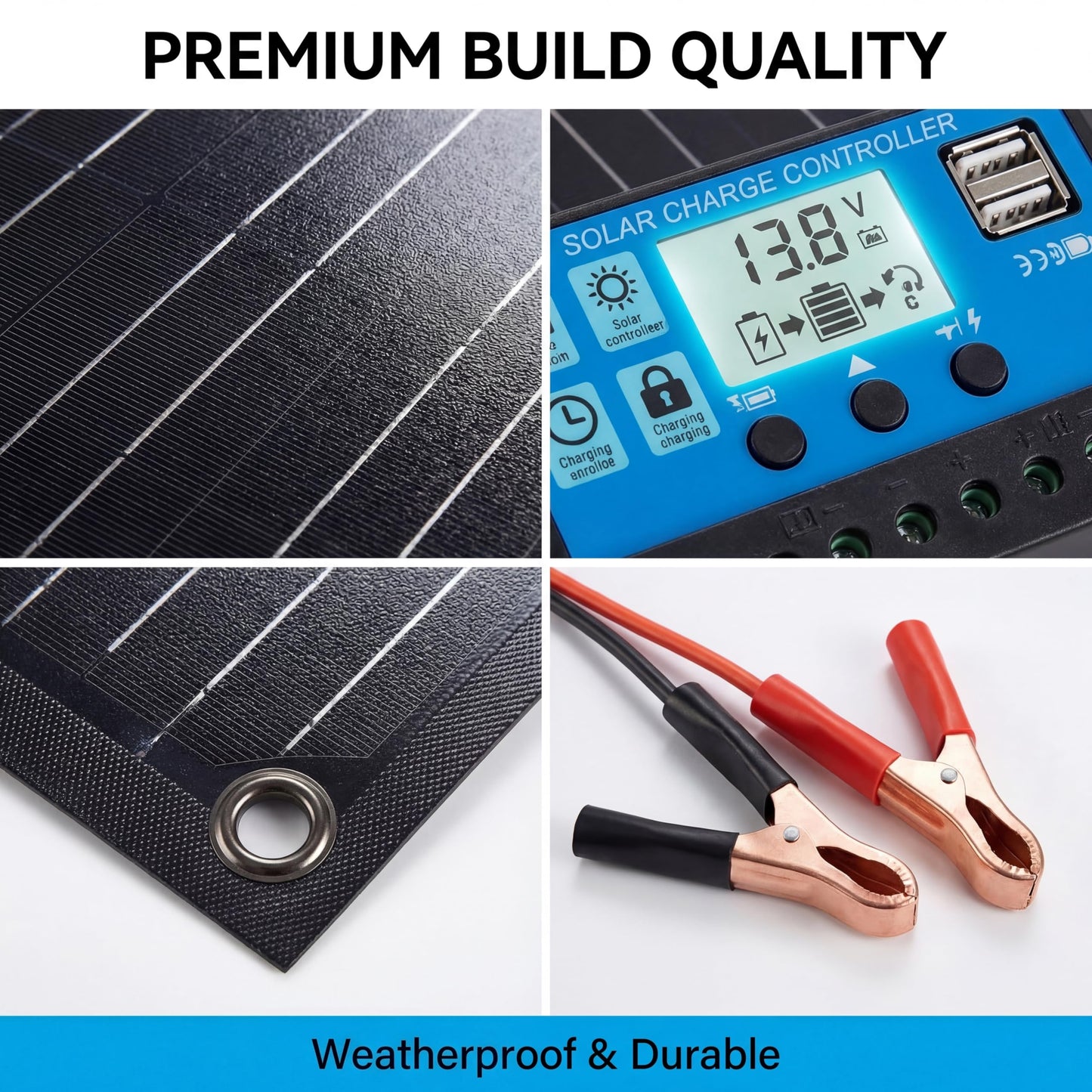 1000 Watt Solar Panel Kit, with Charge Controller(40A) 2pcs 500 Watt Flexible Monocrystalline Solar Panel kit Photovoltaic Module for 12-48V Battery Charging Car Battery Camper RV