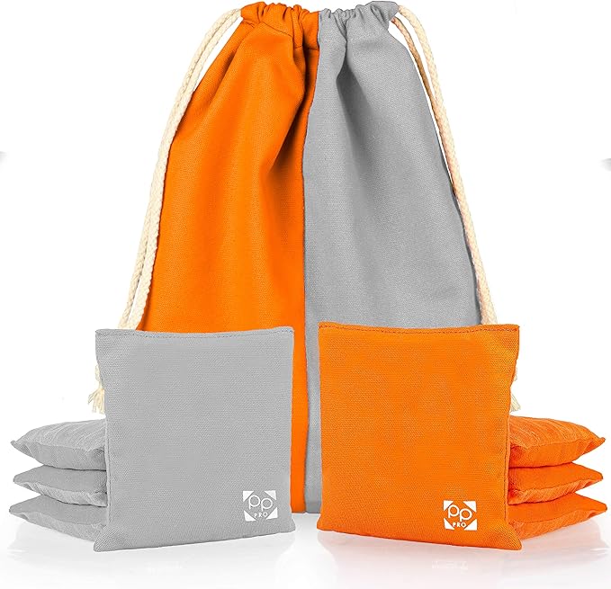 Professional Cornhole Bags - Set of 8 Regulation All Weather Double Sided - Sticky Side/Slick Side Bean Bags for Pro Corn Hole Game