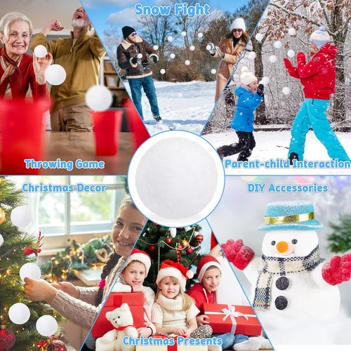 Luces Fake Snow Balls - 100 PCS Plush Indoor & Outdoor Winter Game Set | Perfect for Christmas Decor