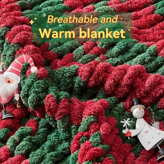 Negwoo Chunky Knit Throw Blanket, 80''*90'' Knitted Throw Chenille Yarn for Bed Couch, Handmade Stripe Crochet Big Thick Blanket, Machine Washable Cute Comfy Blanket for Home Decor