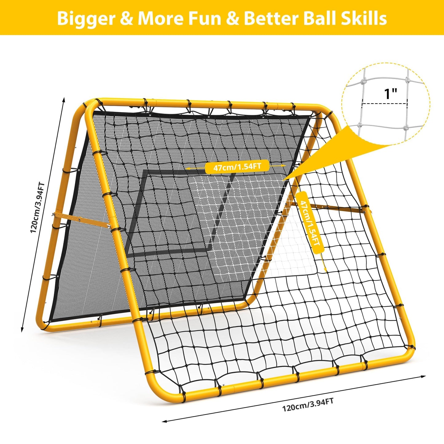 GarveeLife Adjustable Multi-Sport Rebounder Net for Soccer, Baseball, and Softball, Training Net for Passing, Throwing, and Ball Control, Portable for Backyard or Field Use
