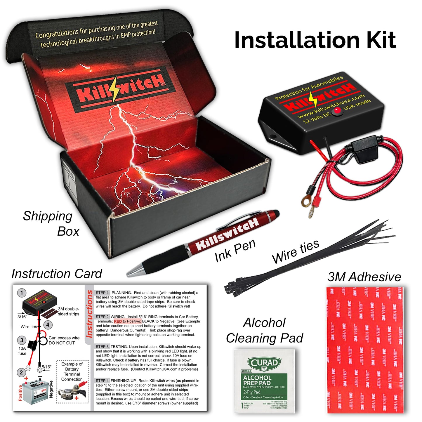 Killswitch EMP Shield for Vehicles (12V DC) – Military-Grade Lightning, CME & Solar Flare Protection – Easy 2-Wire Install for Cars, Trucks, Boats & Motorcycles – Made in USA (Tested & Certified)