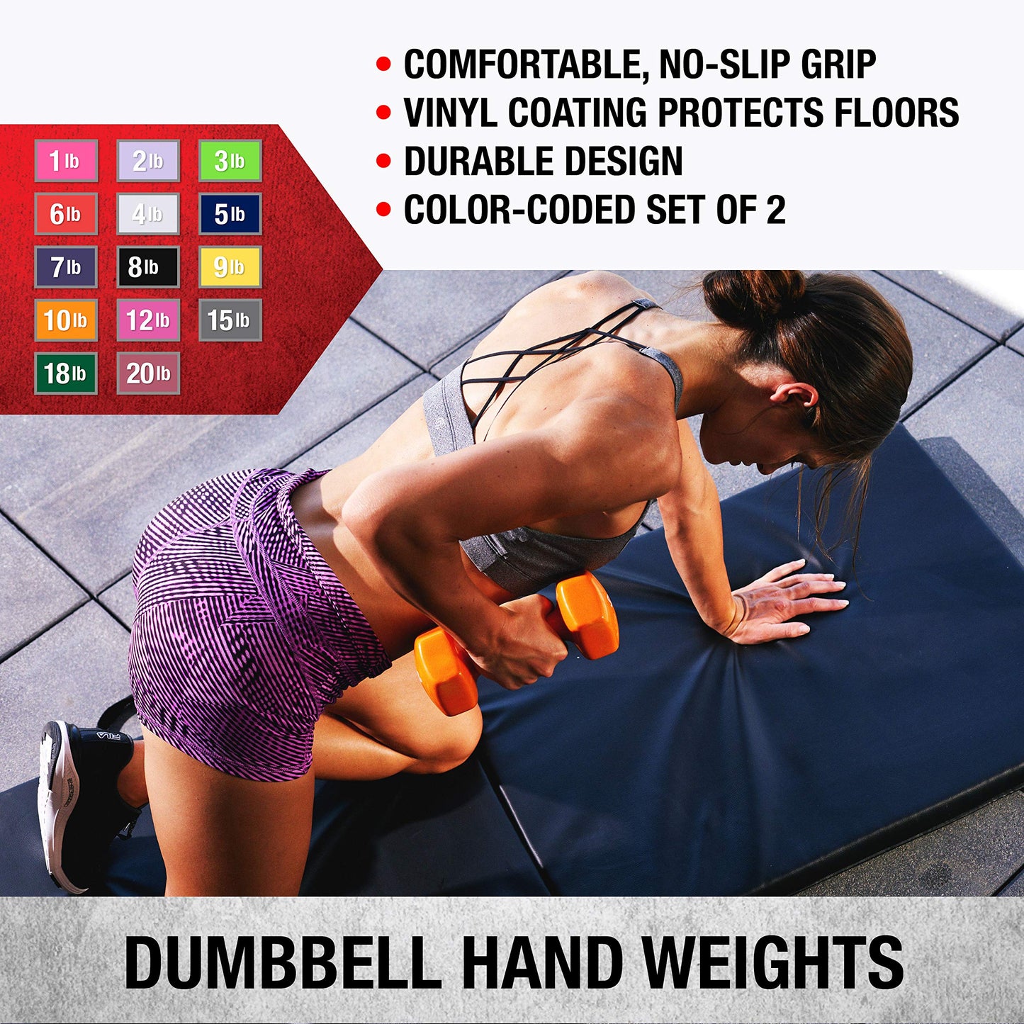 SPRI Deluxe Vinyl Coated Dumbbell Set (Pink) - 1 lb, Set of 2, Hand Weights for Muscle Toning, Step Aerobics, Strength Training, Professional-Grade Unisex Workout Equipment for Home & Gym