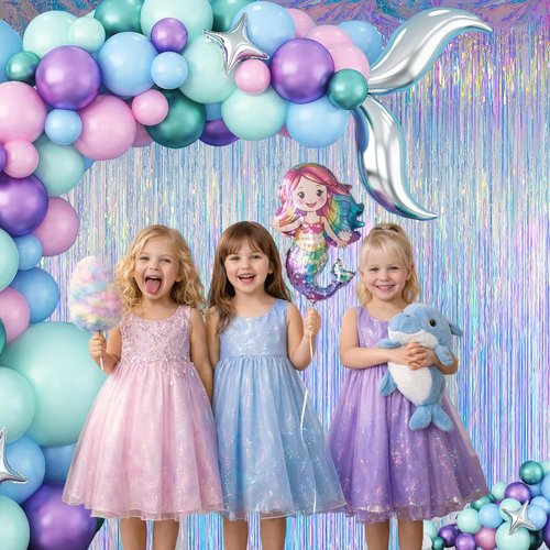 Iridescent Clear Tinsel Curtain Backdrop - 3.28 x 8ft Rainbow Foil Fringe | Shimmer Party Decor, 2 Pack