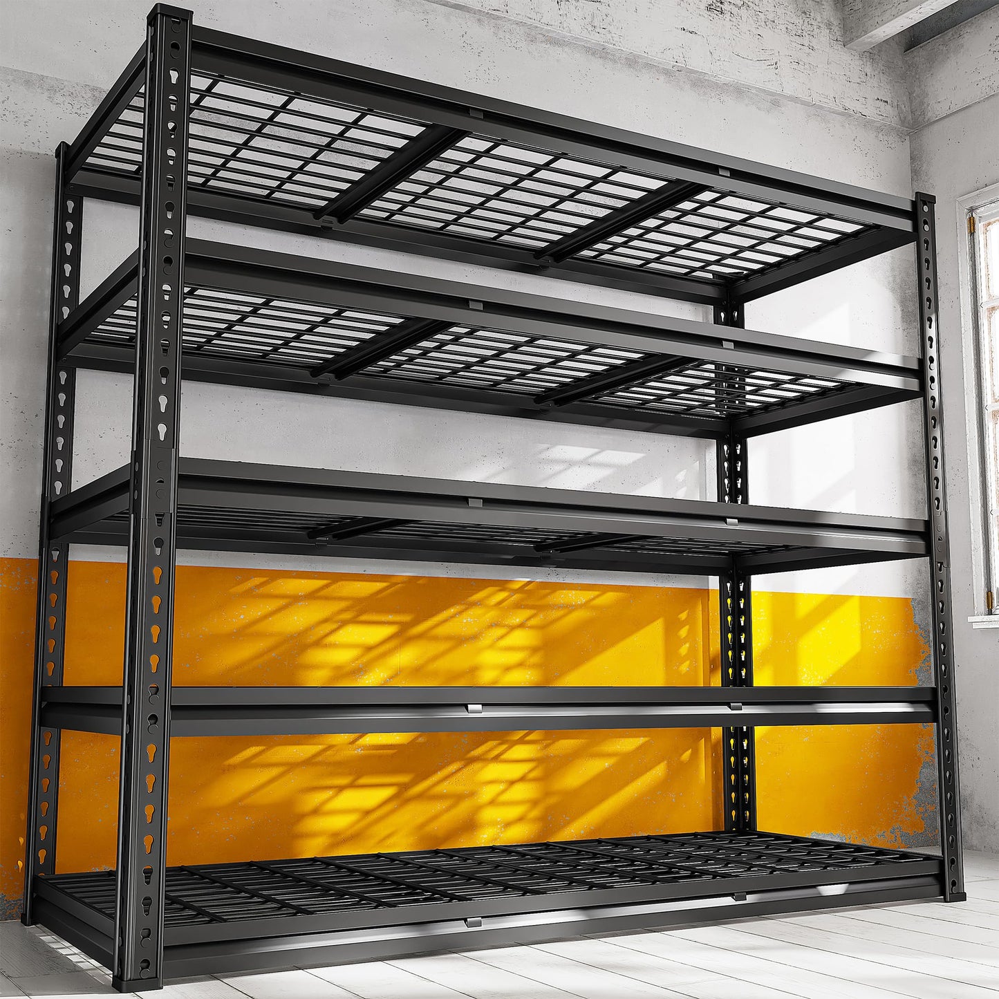 REIBII 3050LBS Garage Shelving Storage Shelves Heavy Duty 5-Tier Adjustable Metal Shelving Easy Assembly Storage Shelf for Garage Basement Warehouse Pantry, 48.2" W X 24.1" D X 72.2" H