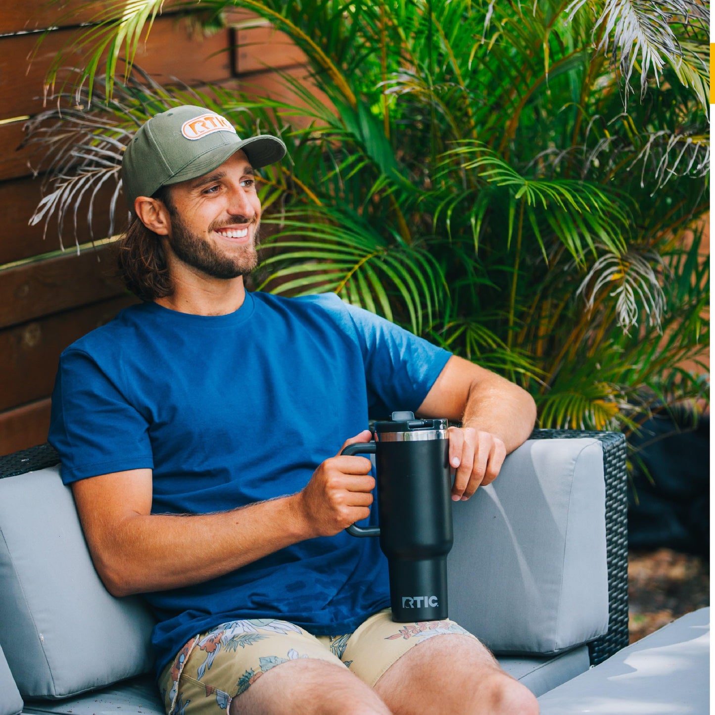 RTIC 30 oz Road Trip Tumbler Double-Walled Ceramic Lined InsulatedStainless Steel Portable Travel Coffee Mug Cup with Lid, Handle and Straw, Beach