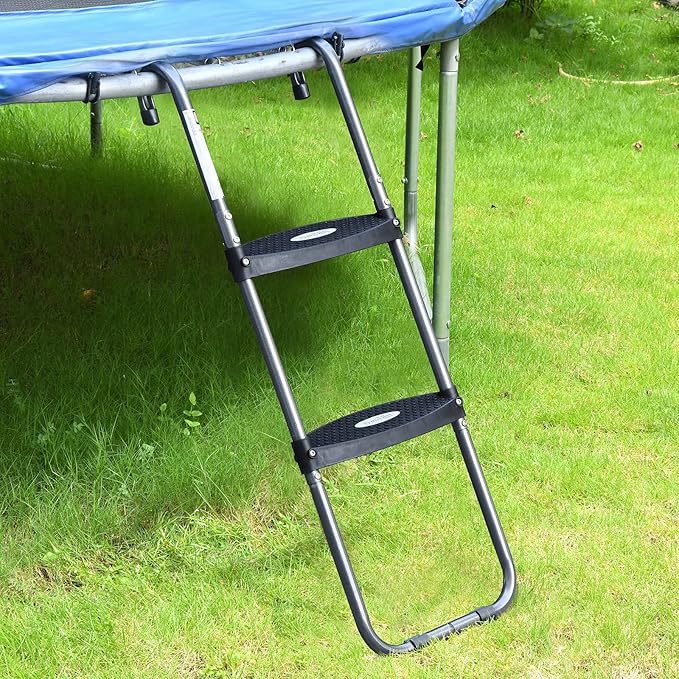 HBTower Trampoline Ladder with Horizontal and Wide Steps, Universal Hook, UV Treated Steel, 220 lbs Capacity Trampoline Accessories for Children Kids