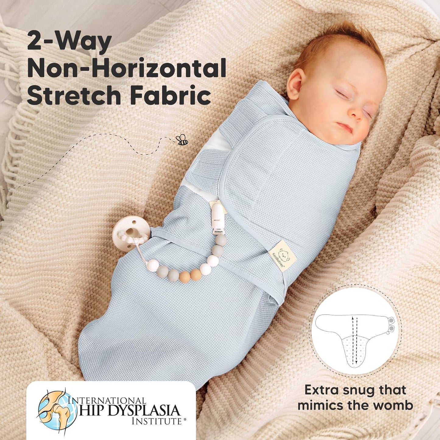 Skiennix Organic Swaddles - Soft & Snug Baby Sleep Sacks for Newborns 0-3 Months | Large Hook & Loop Closure (Glacier)
