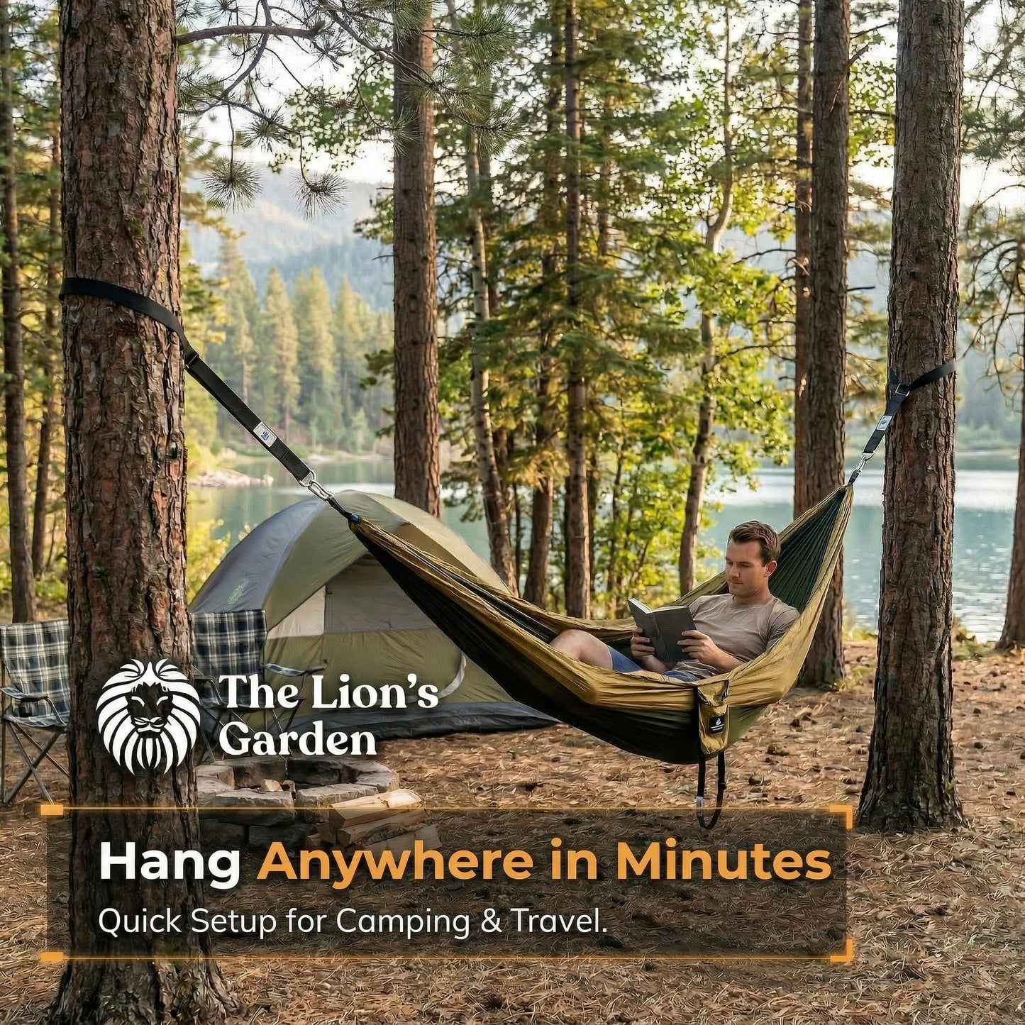 The Lion’s Garden Tree Swing Straps 2 Pack – Adjustable 5–10 ft Tree Swing Hanging Straps, Heavy Duty Hammock Straps for Trees with Carabiners & Tree Protectors Up to 3376 Lbs