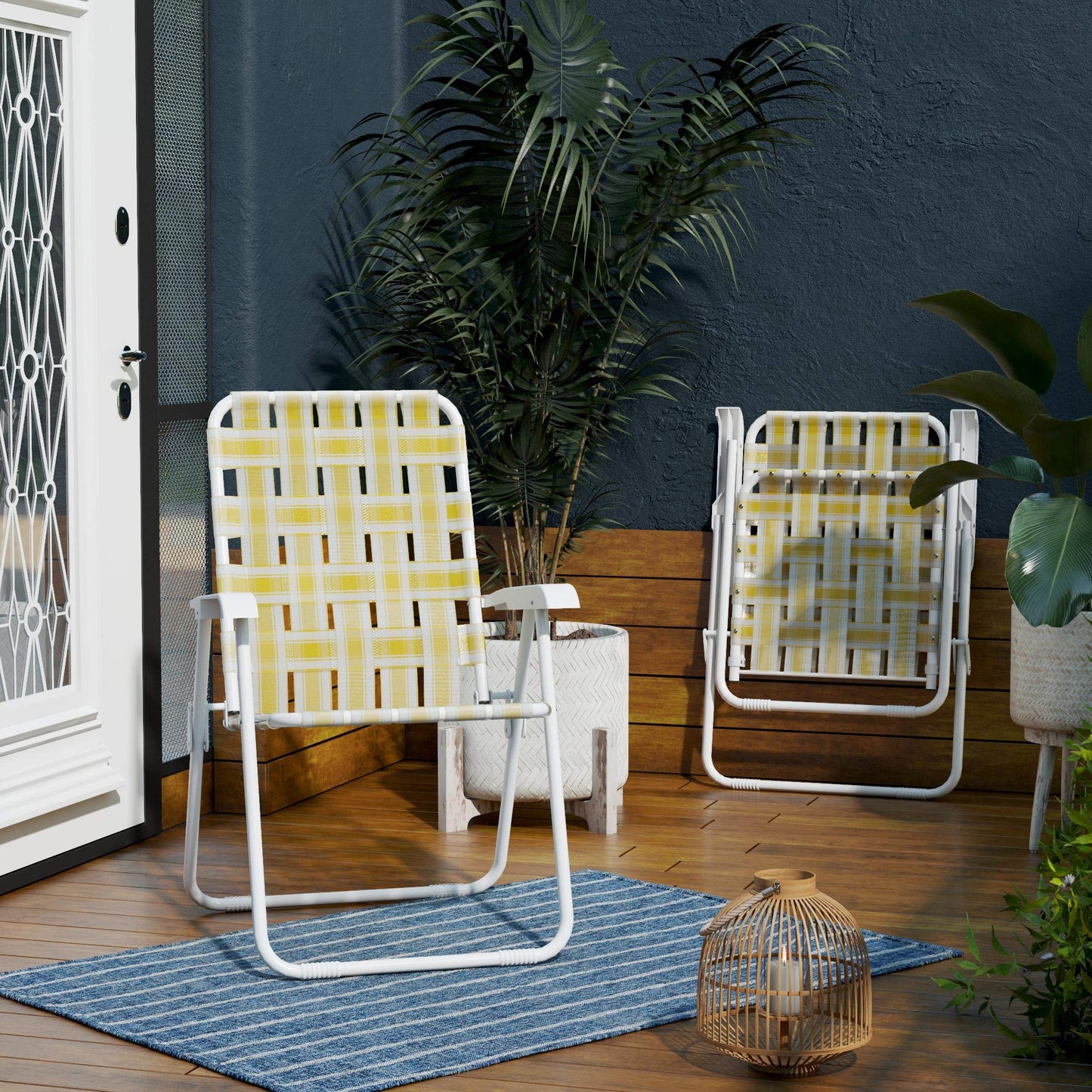 Novogratz Poolside Gossip, Priscilla Folding Chairs, 2-Pack, Yellow