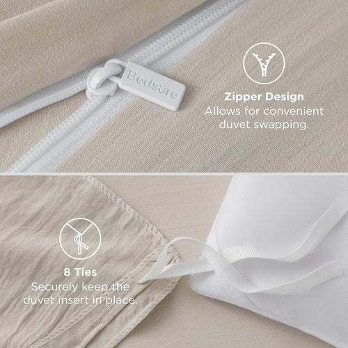 Bedsure Oversized Queen Duvet Cover Set - Extra Soft Prewashed Cotton-Like Polyester, 98x98 Inches with Zipper Closure & 2 Pillow Shams