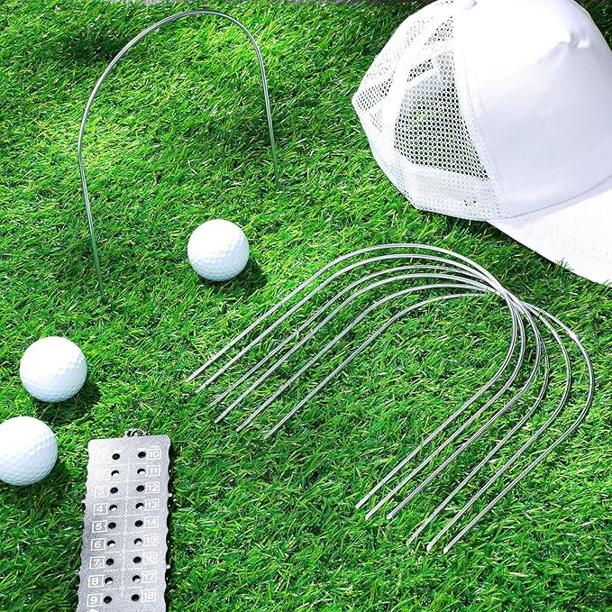 Deekin Set of 9 Croquet Wickets Replacement for Croquet Metal Hoops with Galvanized and Plastic Coating for Family Lawn Backyard Outdoor Game(U Shape)