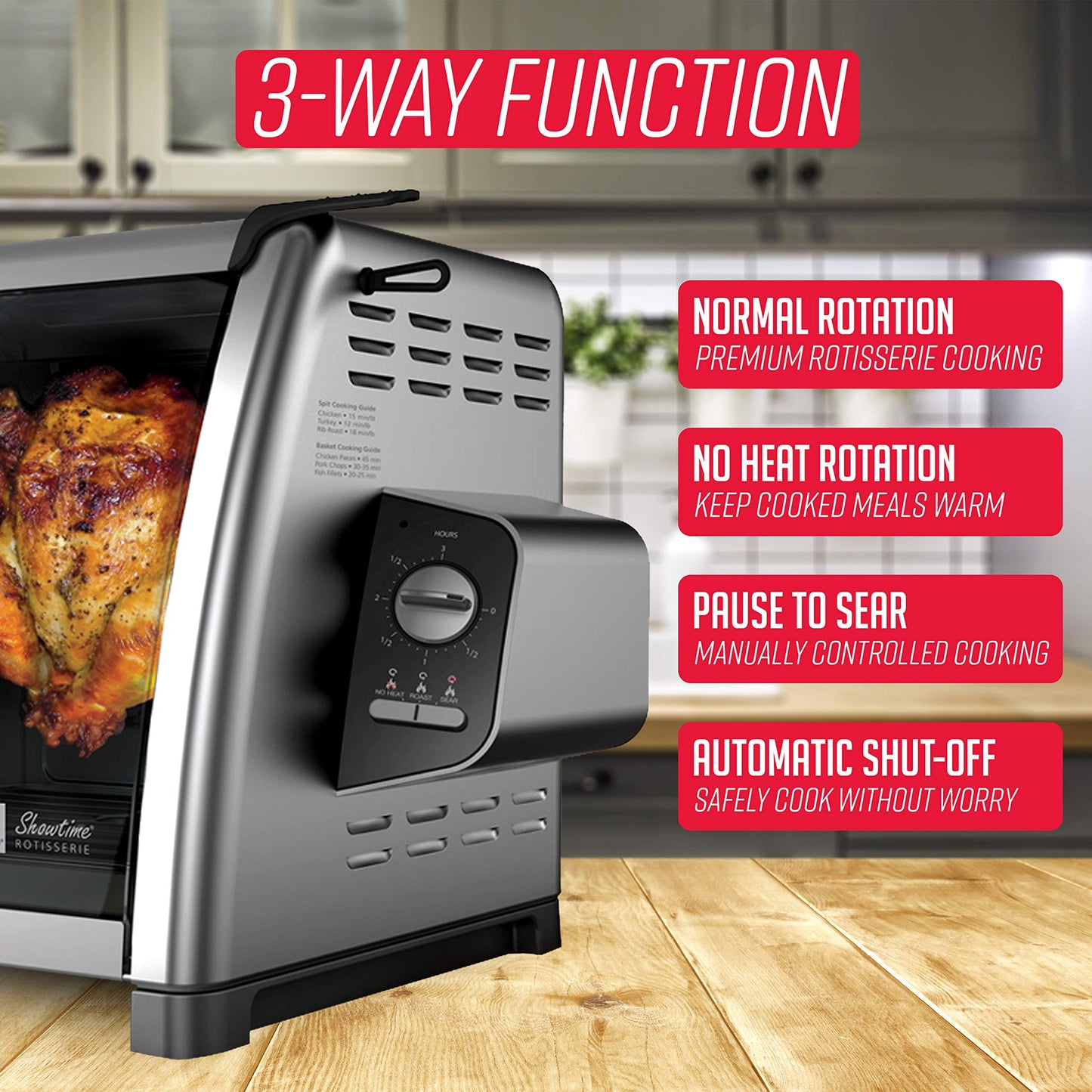 Ronco Modern Rotisserie Oven, Large Capacity (12lbs) Countertop Oven, Multi-Purpose Basket for Versatile Cooking, Easy-to-Use Controls