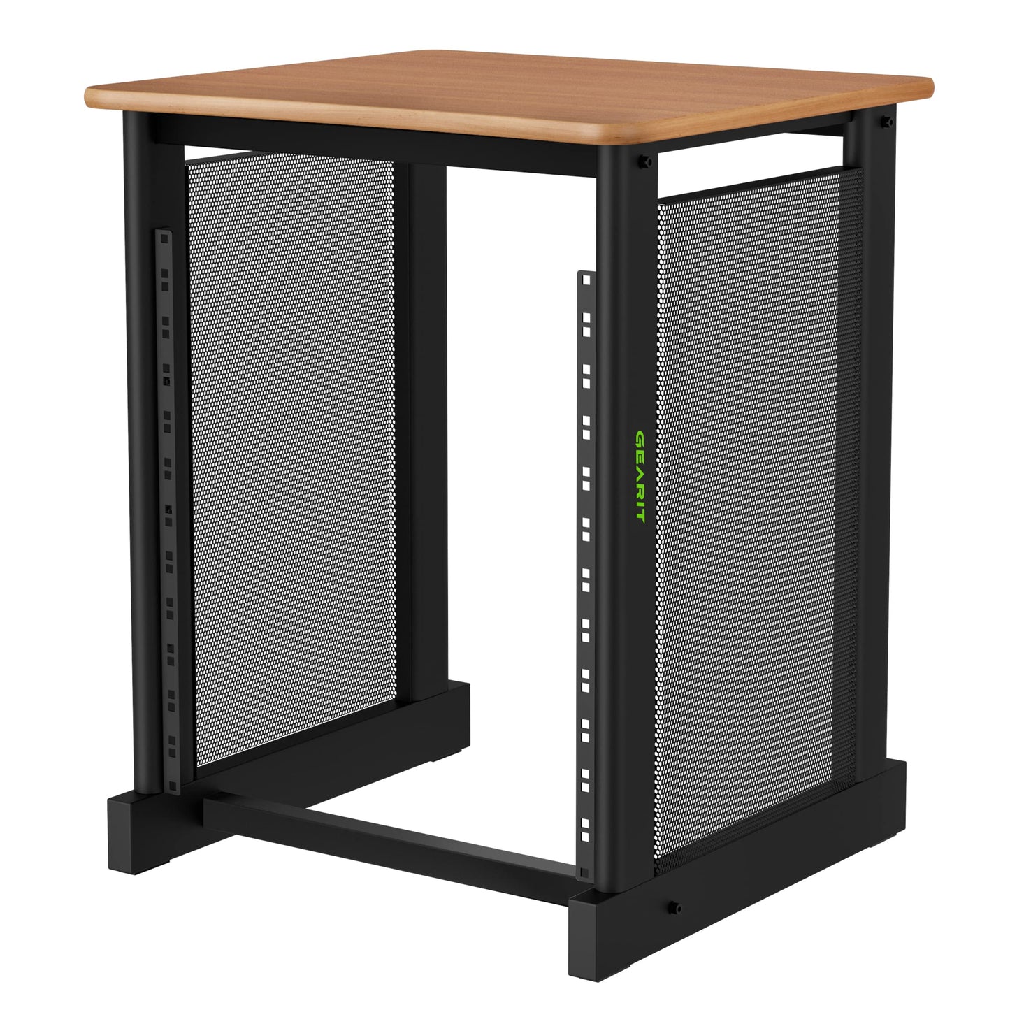 GEARit 12U Audio Rack, 19 Inch Steel AV Rack, Server Rack and Network Rack Stand with Flat Oak Top, Rack for Music Gear, Mixers, Network Equipment, Server Hardware and Audio Components