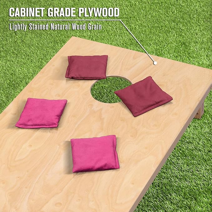 GoSports Regulation Size Wooden Cornhole Set with Natural Wood Finish - Includes Carrying Case