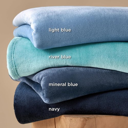 Bedsure GentleSoft Fleece Throw Blanket - XL Mineral Blue 300GSM Plush & Cozy for Bed, Sofa, Travel | 50x70 Inches