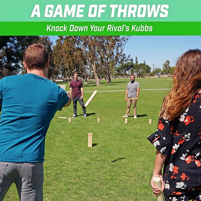 GoSports Kubb Yard Game Set - Choose Regulation or Backyard - Kuub Viking Chess Outdoor Game