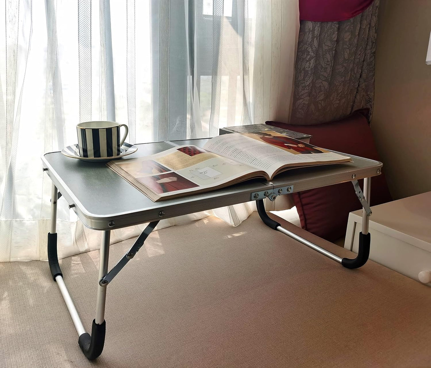 LDesign Foldable Laptop Desk,Folding Laptop Table,Foldable Laptop Stand,Aluminum Ultra Lightweight Bed Tray